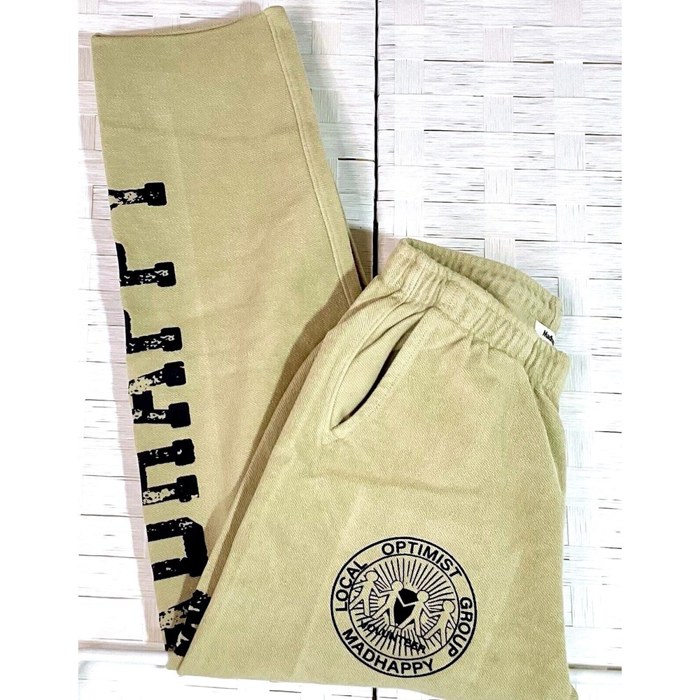 Madhappy French Terry Sweatpants Beige Local Optimist‎  Size Small NWOT